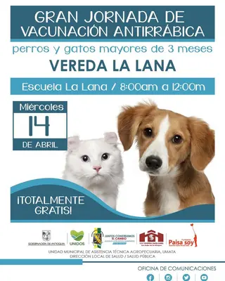 Jornada de Vacunación Antirrábica para ¡habitantes de la lana!